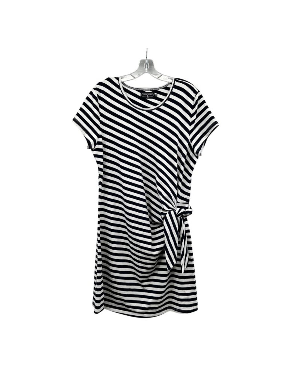 Duffield Lane Womens Striped T-Shirt Dress Navy/White Tie Side Size Large